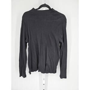 White Stag Women's Black Cotton Long Sleeve Mock-Neck T-Shirt Size XL